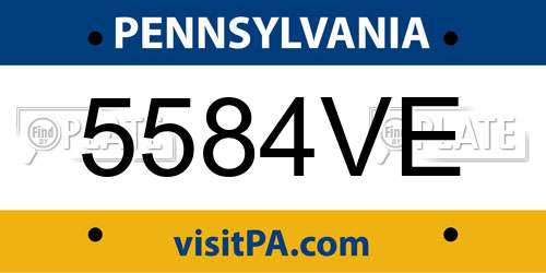 5584VE Pennsylvania License Plate