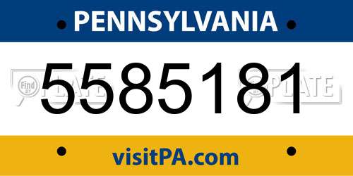 5585181 Pennsylvania License Plate