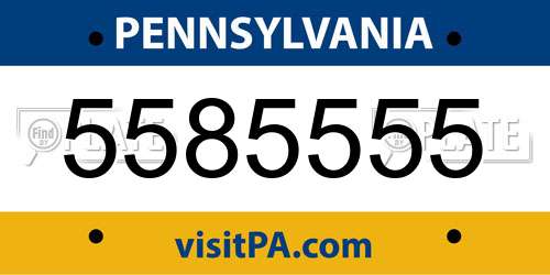 5585555 Pennsylvania License Plate