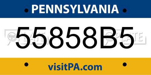 55858B5 Pennsylvania License Plate