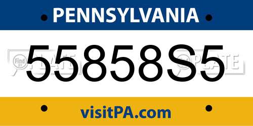 55858S5 Pennsylvania License Plate