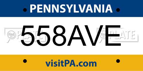 558AVE Pennsylvania License Plate