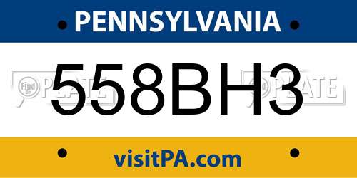 558BH3 Pennsylvania License Plate