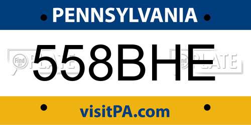 558BHE Pennsylvania License Plate