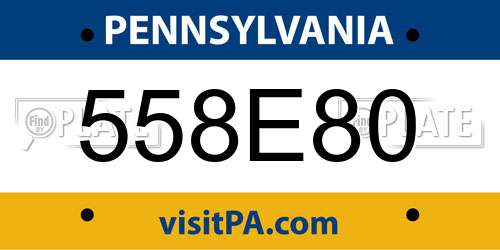 558E80 Pennsylvania License Plate