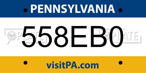 558EB0 Pennsylvania License Plate