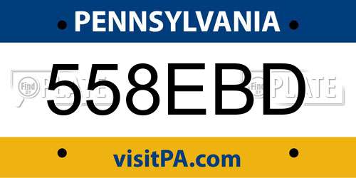 558EBD Pennsylvania License Plate