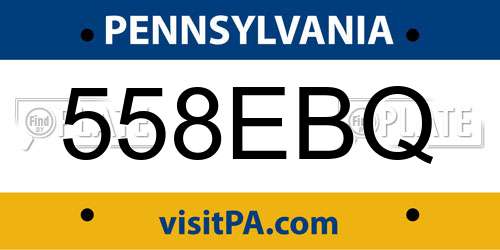 558EBQ Pennsylvania License Plate