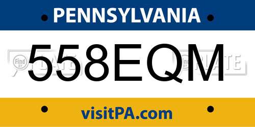 558EQM Pennsylvania License Plate
