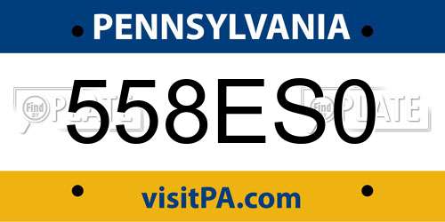 558ES0 Pennsylvania License Plate