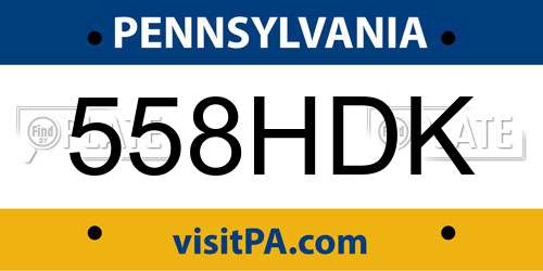 558HDK Pennsylvania License Plate