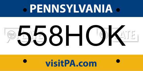 558HOK Pennsylvania License Plate