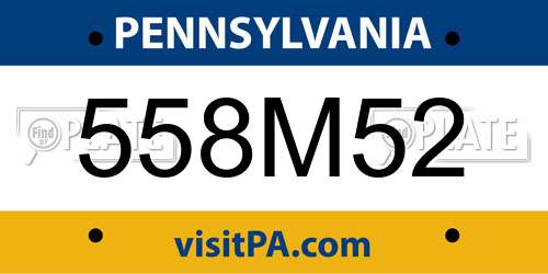 558M52 Pennsylvania License Plate