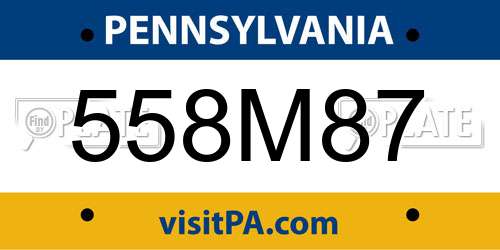 558M87 Pennsylvania License Plate