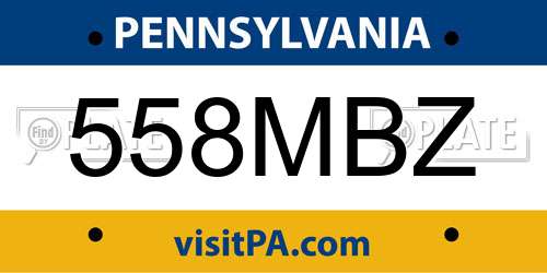 558MBZ Pennsylvania License Plate