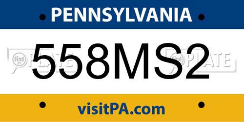 558MS2 Pennsylvania License Plate