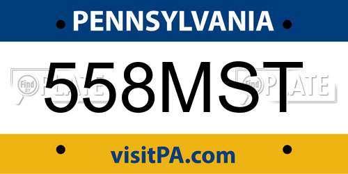 558MST Pennsylvania License Plate