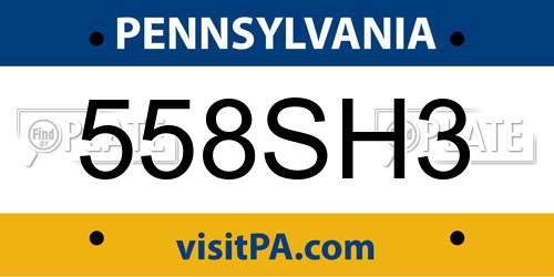 558SH3 Pennsylvania License Plate