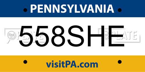 558SHE Pennsylvania License Plate