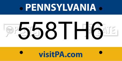 558TH6 Pennsylvania License Plate