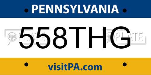 558THG Pennsylvania License Plate