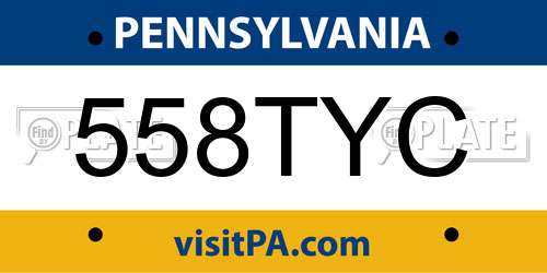 558TYC Pennsylvania License Plate