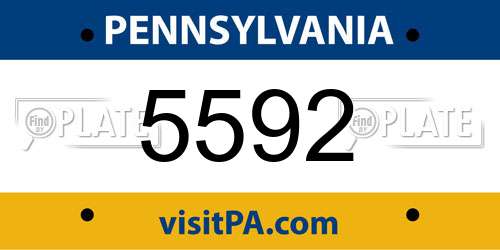 5592 Pennsylvania License Plate