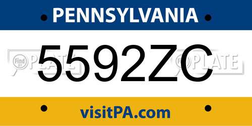 5592ZC Pennsylvania License Plate