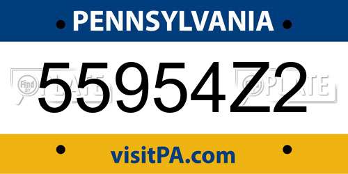 55954Z2 Pennsylvania License Plate