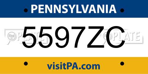 5597ZC Pennsylvania License Plate