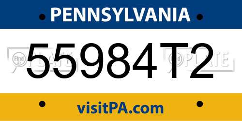 55984T2 Pennsylvania License Plate