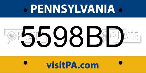 5598BD Pennsylvania License Plate