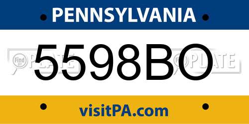 5598BO Pennsylvania License Plate