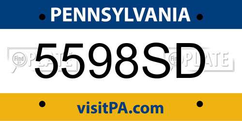 5598SD Pennsylvania License Plate