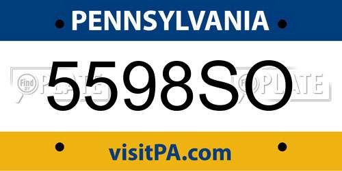 5598SO Pennsylvania License Plate