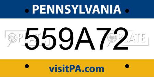 559A72 Pennsylvania License Plate
