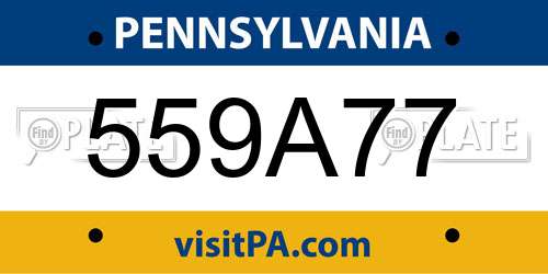 559A77 Pennsylvania License Plate