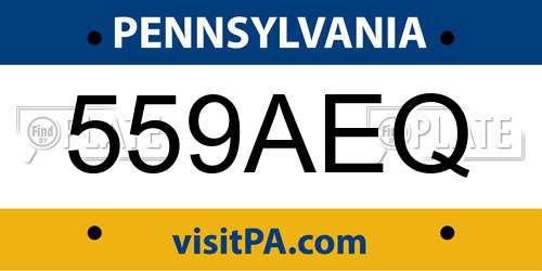 559AEQ Pennsylvania License Plate