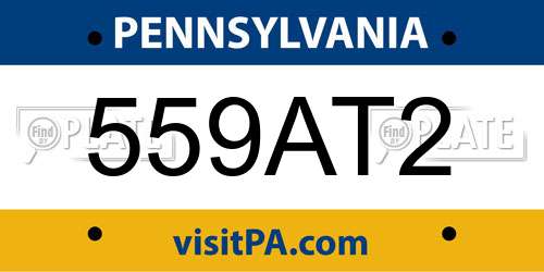 559AT2 Pennsylvania License Plate