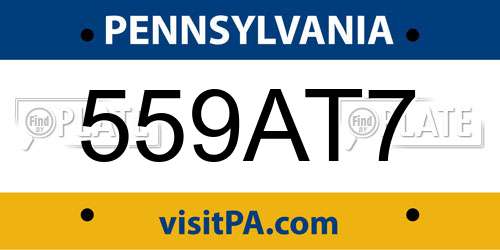 559AT7 Pennsylvania License Plate