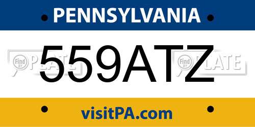 559ATZ Pennsylvania License Plate