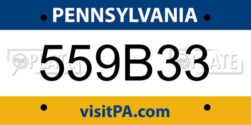 559B33 Pennsylvania License Plate