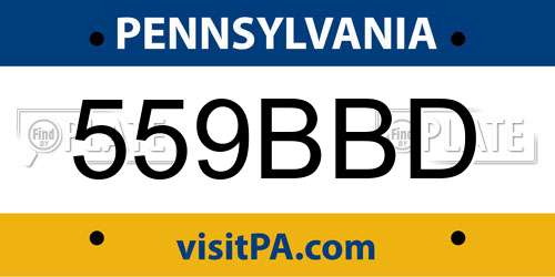 559BBD Pennsylvania License Plate