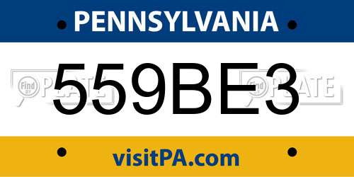 559BE3 Pennsylvania License Plate