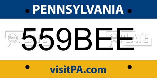 559BEE Pennsylvania License Plate