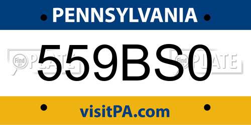 559BS0 Pennsylvania License Plate