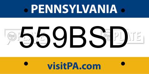 559BSD Pennsylvania License Plate