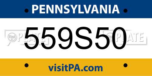 559S50 Pennsylvania License Plate
