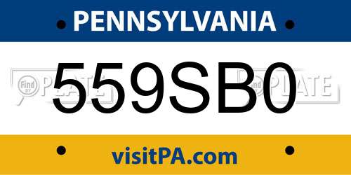 559SB0 Pennsylvania License Plate