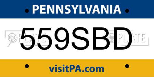 559SBD Pennsylvania License Plate